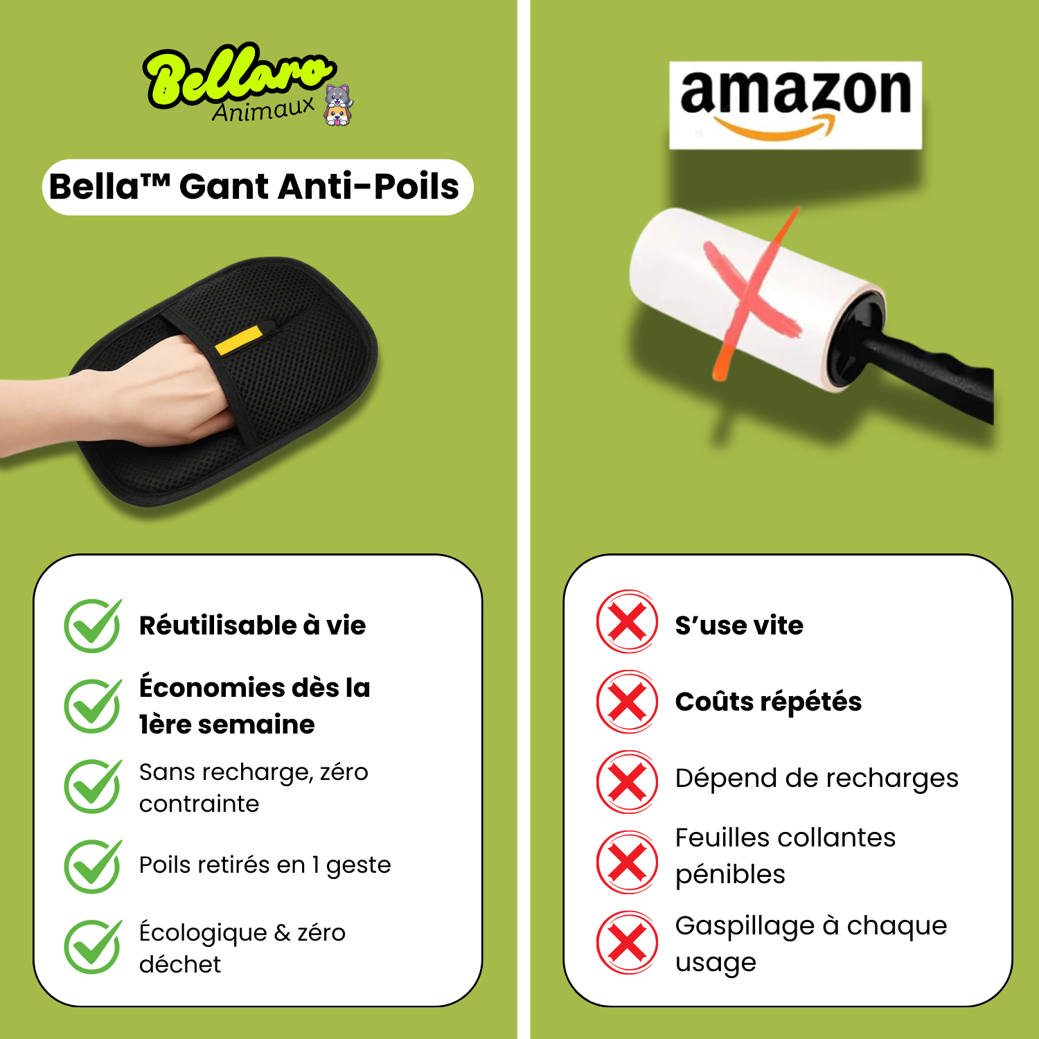 Bella™ – Gant Anti-Poils Réutilisable & Écologique. Bellaro
